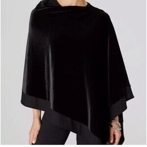 NWT J. Jill Wearever Collection Luxurious Black Velvet Poncho Shawl OSFM